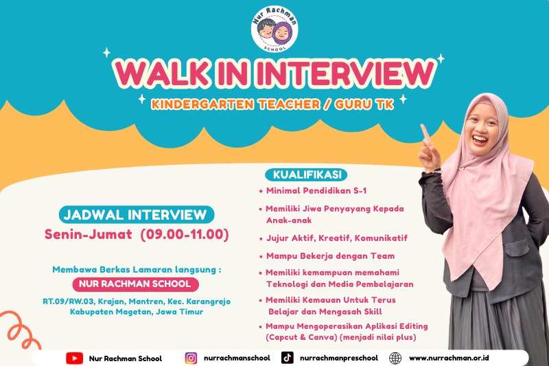 Walk In Interview Periode April - Formasi Guru TK